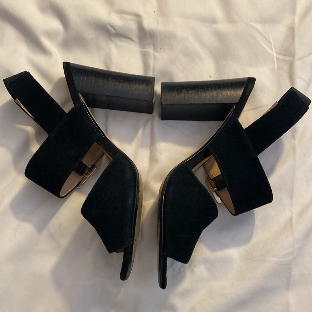Adrienne Vittadini Buckle Block Heeled Sandals - Picture 1 of 3